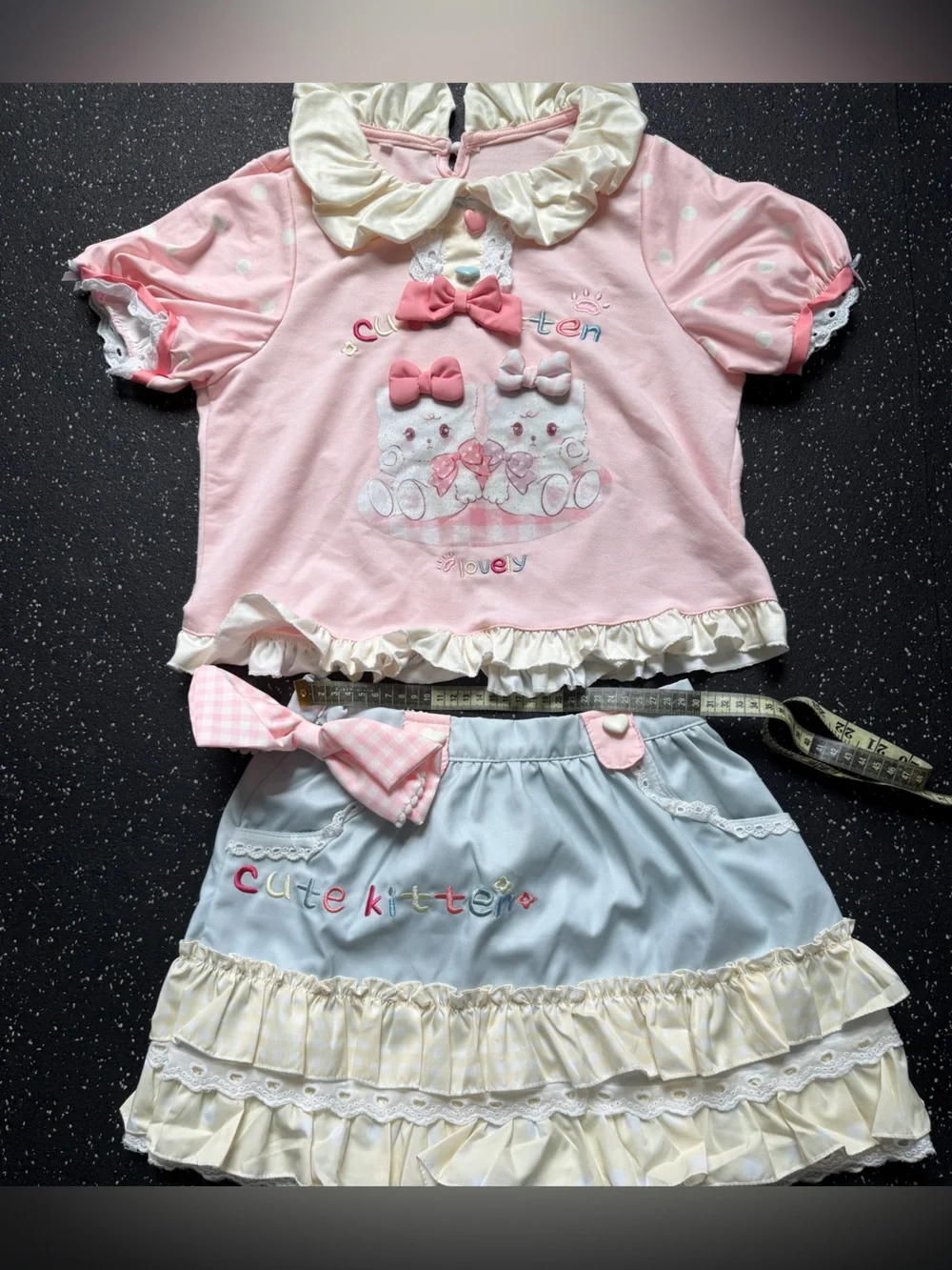 Kawaii Japanese Harajuku Cat 2-Piece Pastel Anime Style Outfit Size 9/10